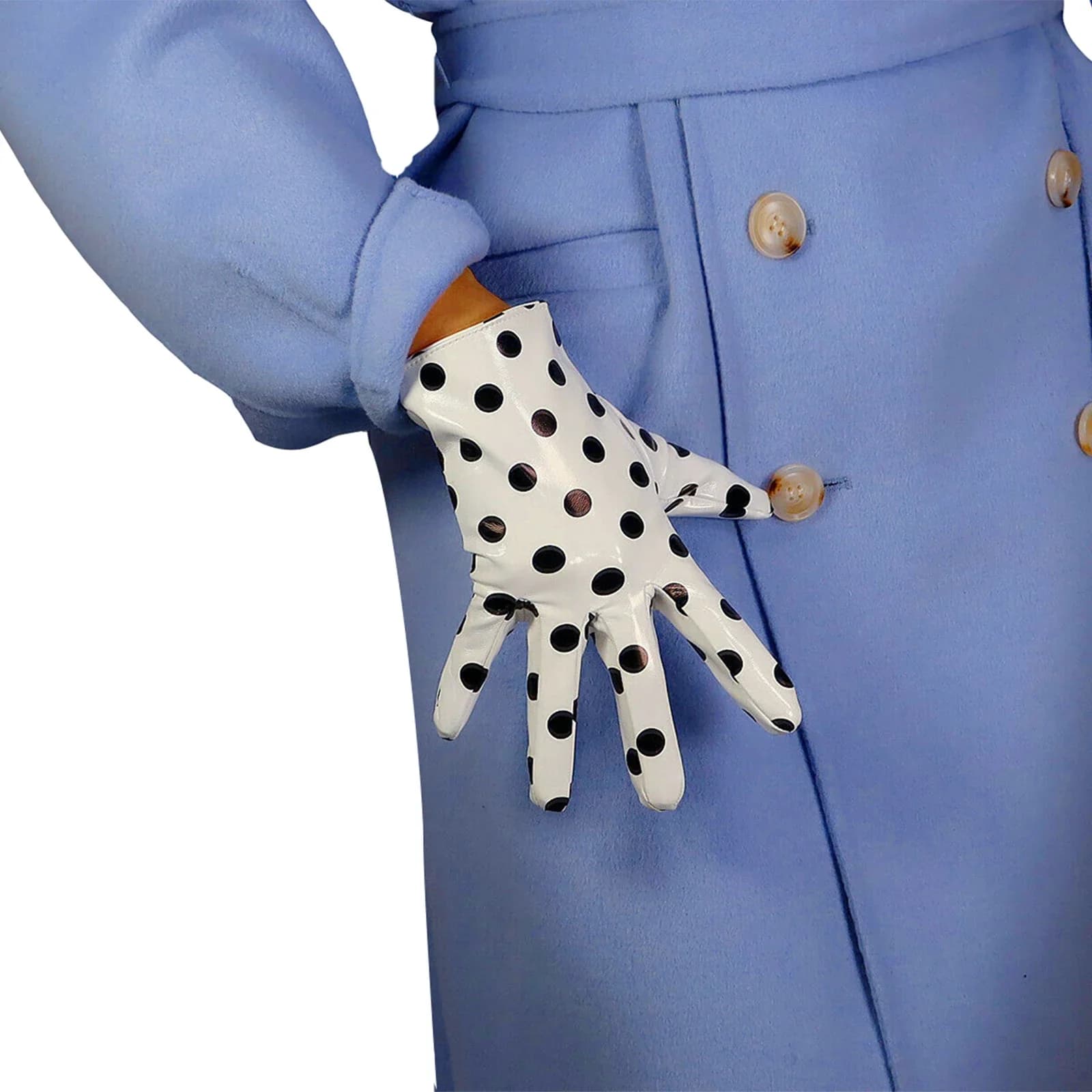DooWay Guanti corti in LATTICE da 21 cm da donna Nero Bianco Polka Dot Polso Lungo Lucido Ecopelle Verniciata Cosplay Guanto di moda da guida