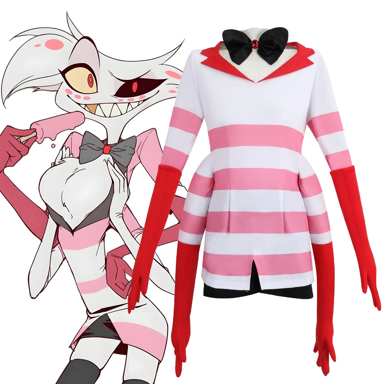 Hazbin Cosplay Dust Angel Costume Cosplay Uniforme Hotel Quattro braccia Demone Uniforme Halloween Party Outfit