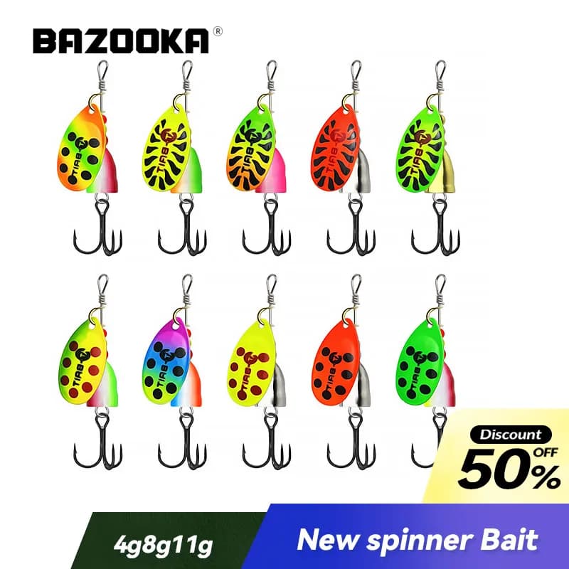 4g/8g/11g Bazooka Richiamo di Pesca Spinner Cucchiaio Paillettes di Metallo Esche per Spigola Trota Pesce Persico Rotante Trota Dura Leurre Jig Pike