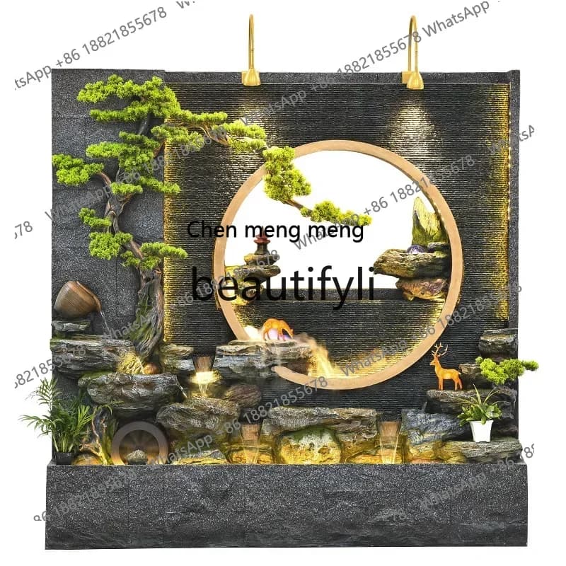 cc182R Rockery waterscape circulating water courtyard landscape background water curtain wall flowing water screen landscape orn