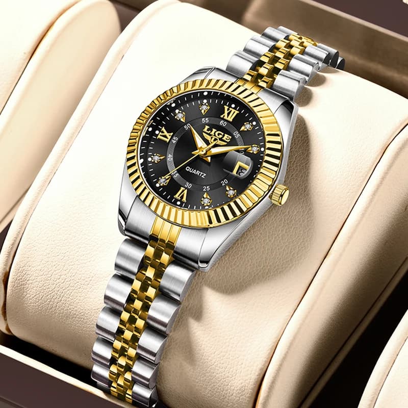 LIGE Orologio da polso al quarzo da donna elegante moda Orologi impermeabili in acciaio creativo per le donne Top Brand di lusso Data Reloj Mujer + SCATOLA