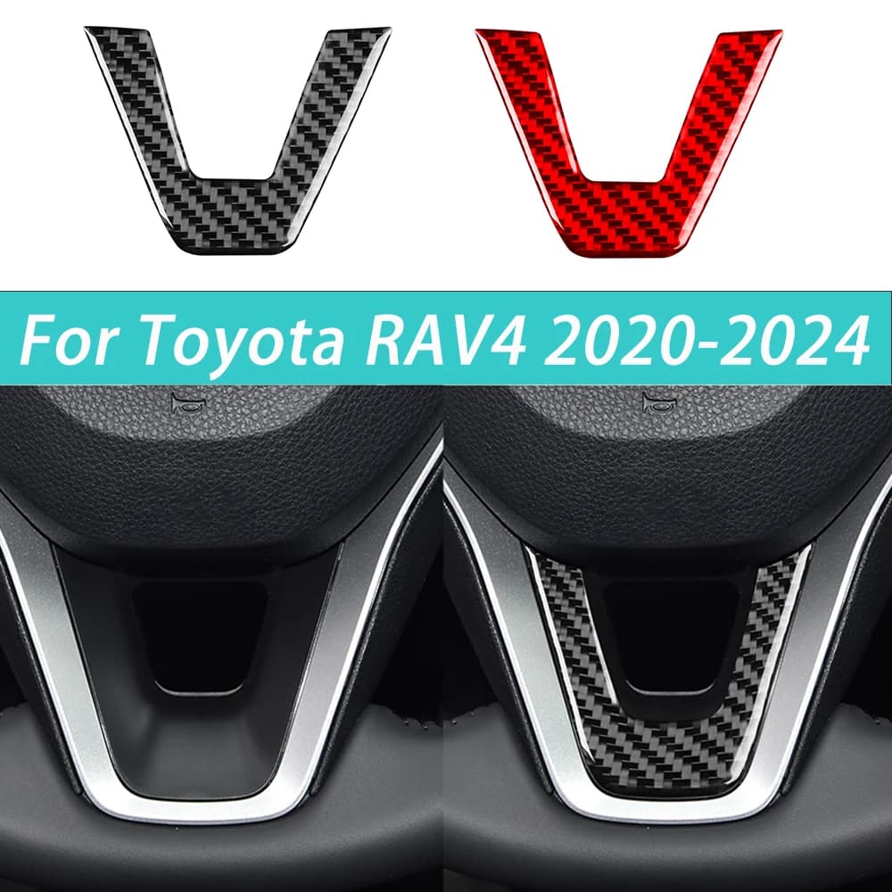 Per Toyota RAV4 2020-2024, Copertura in Fibra di Carbonio per Pulsanti del Volante, Accessori Decorativi per Interni Auto