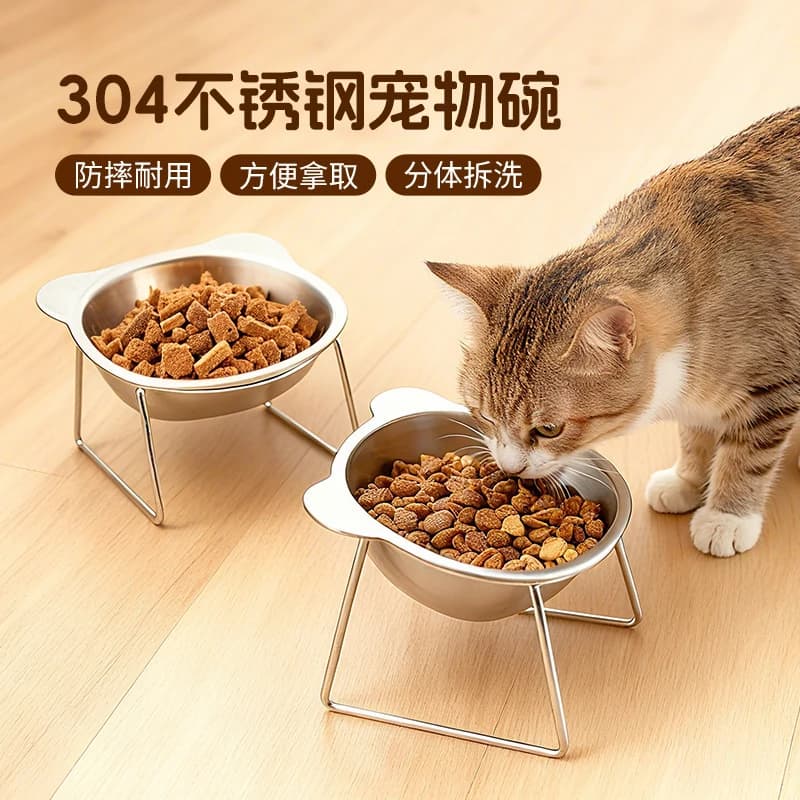 304 Stainless Steel Elevated Tilt Pet Bowl High Temp Resistant Feeding Dish Crate Mount Food Basin Dog Feeder