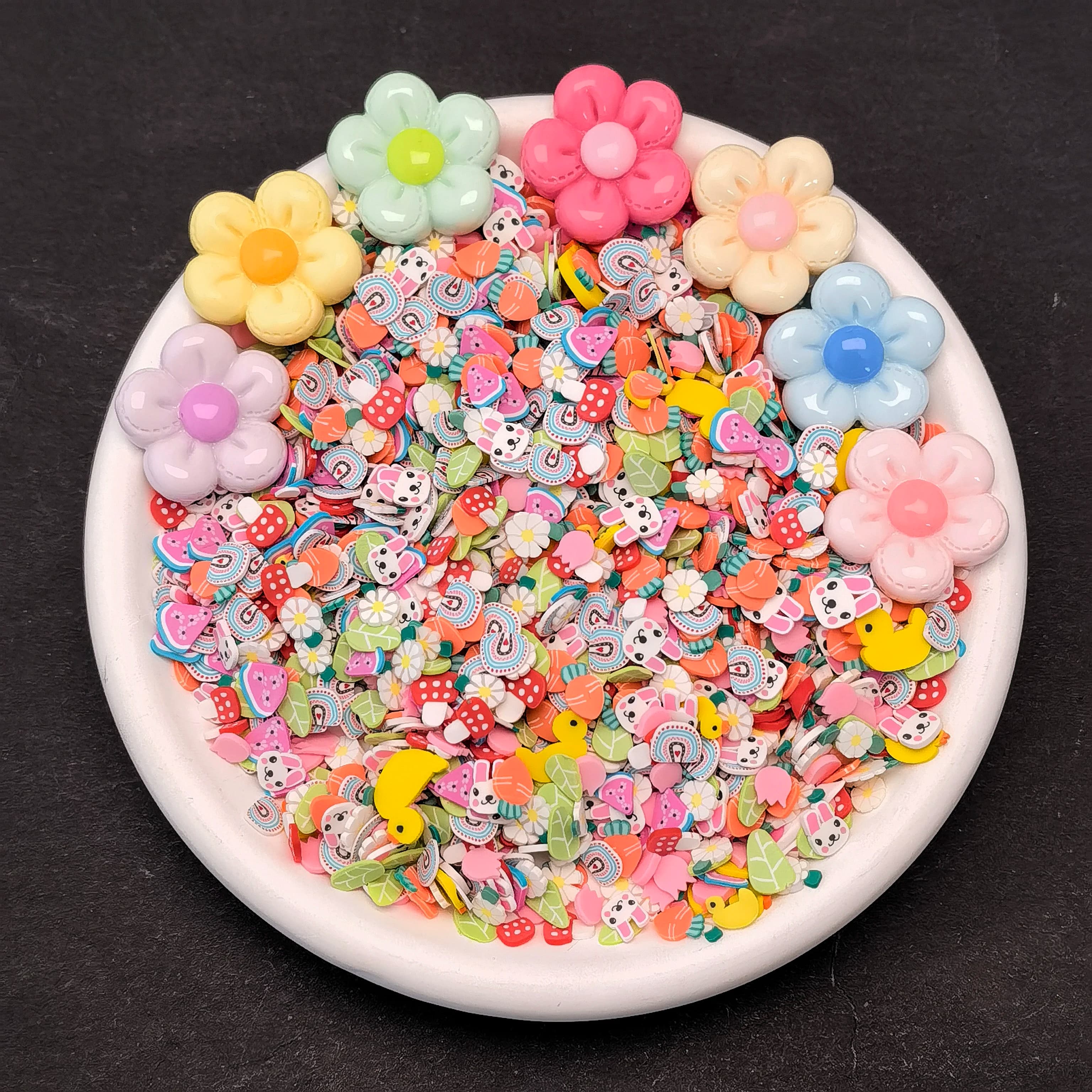 Argilla polimerica spruzza mix fiore coniglio fetta di argilla decorazioni per nail art strumento di accessori di design per manicure