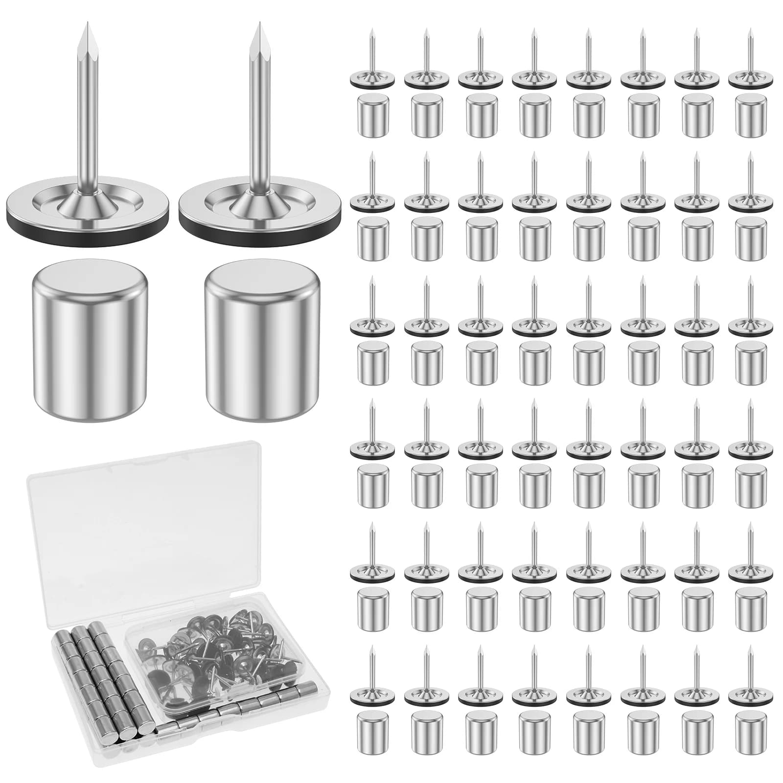 50/60/70 Set di Puntine Magnetiche Riutilizzabili per Appendere Poster, Puntine Magnetiche per Bacheche a Muro