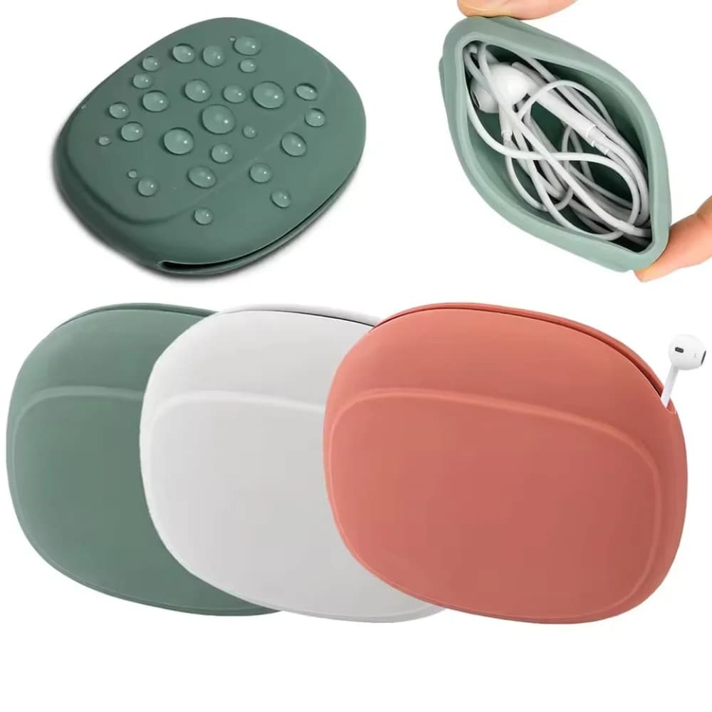5/3/1pcs Silicone Storage Bag, Data Cable Storage Bag, Multifunctional And Convenient Headphone Charger Storage Box