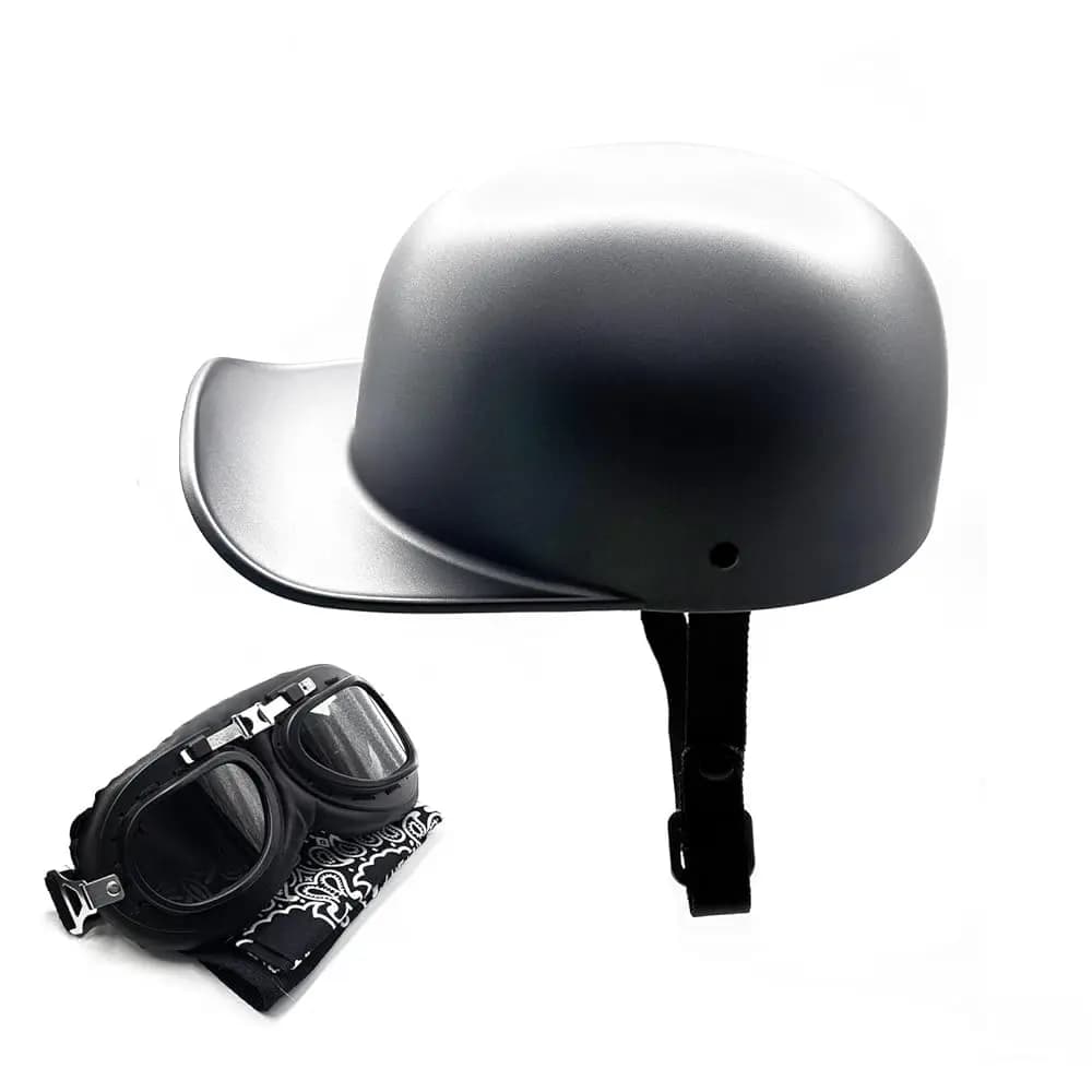 Casco Moto Vintage Stile Baseball Aperto con Occhiali per Uomini e Donne Adulti, per Ciclomotore, Moto, Scooter e Bici
