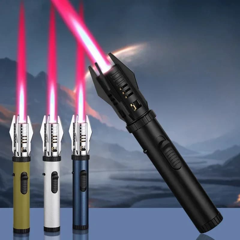 1800 ° Pistola a spruzzo ad alta temperatura Accendino a gas butano Metallo esterno antivento Blu Potente fiamma Torcia Accendino a getto Strumento di saldatura