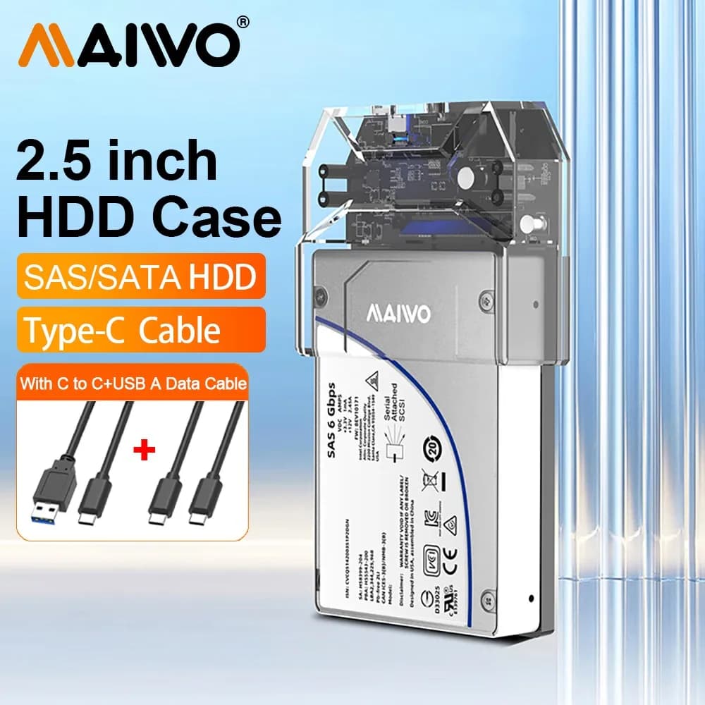 Docking Station per disco rigido MAIWO da 2.5 pollici SAS/SATA con scatola per disco rigido esterno SSD di espansione Cpacity da 8TB SAS
