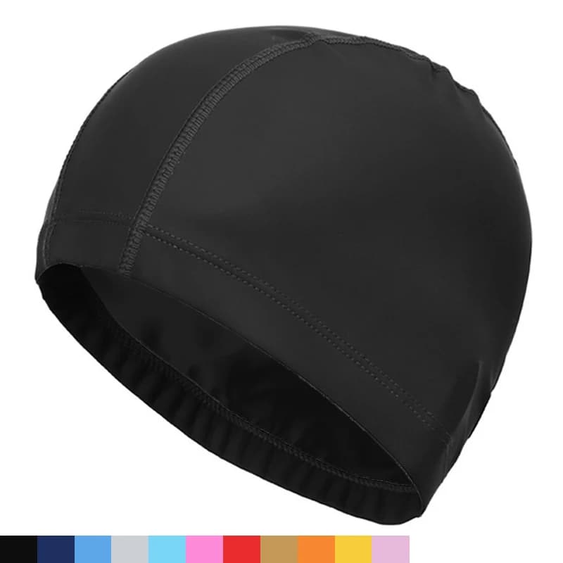 Women's PU Fabric Swimwear Women's Waterproof Pool Hat Water Sports Protecting ears Long Hair Bathtub for Adults