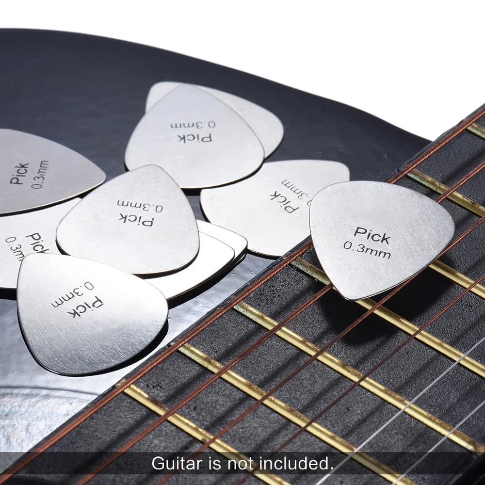 Plettri per Chitarra Alice AP-12S in Acciaio Inossidabile da 0,3mm, Confezione da 12 Pezzi