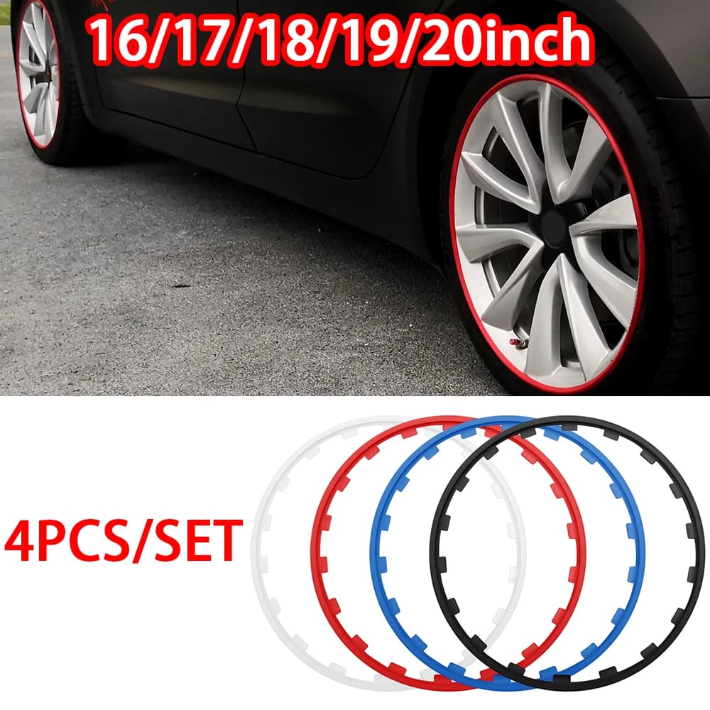 16/17/18/19/20 pollici 4 pz Auto Veicolo Cerchione Protezione Pneumatico Guardia Anello Striscia Decorazione Auto Per Tesla Modello 3 YXS 2017-2023