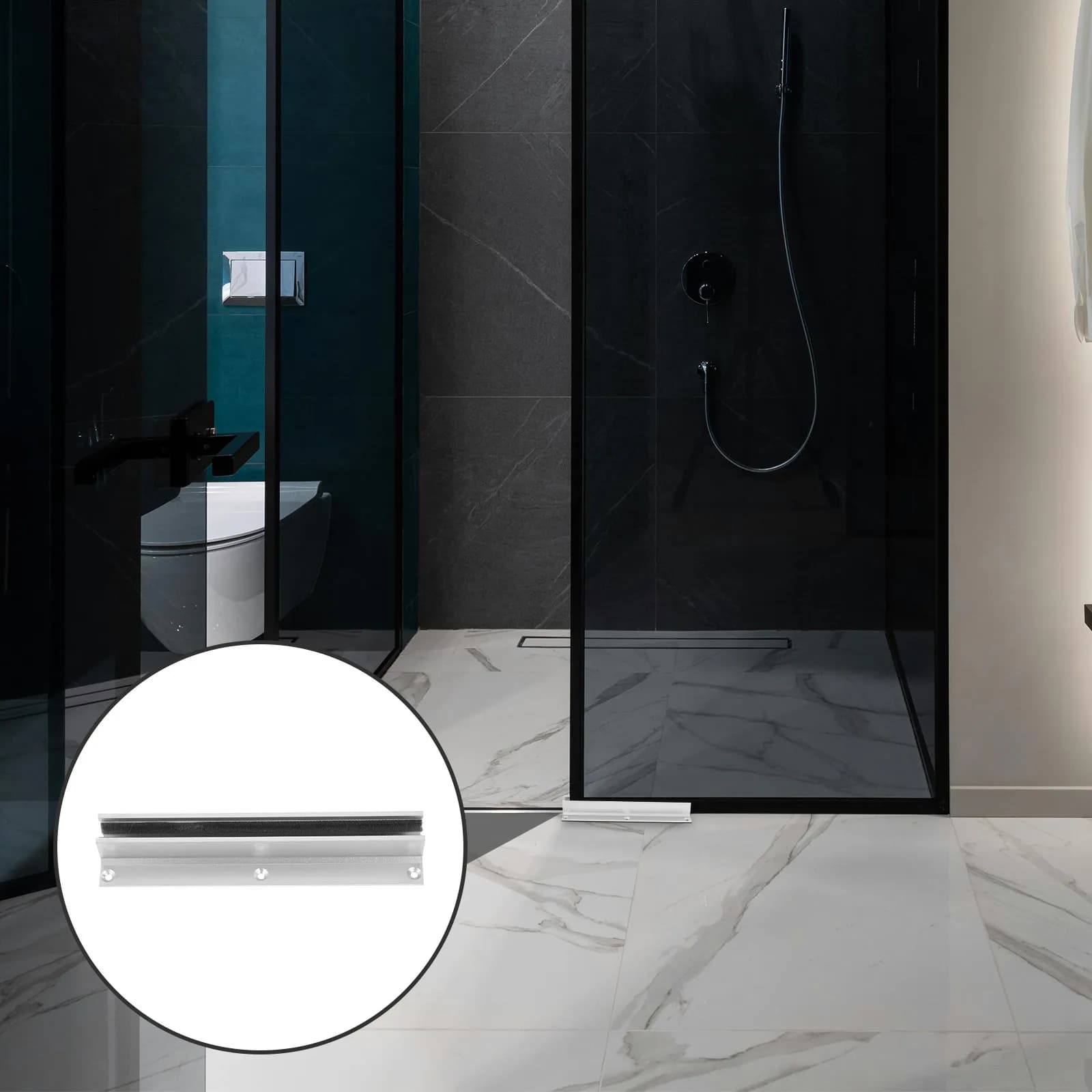 Guida inferiore per porta doccia scorrevole in vetro da 8-14 mm, con blocco di posizionamento preciso, anti-collisione e scorrimento fluido