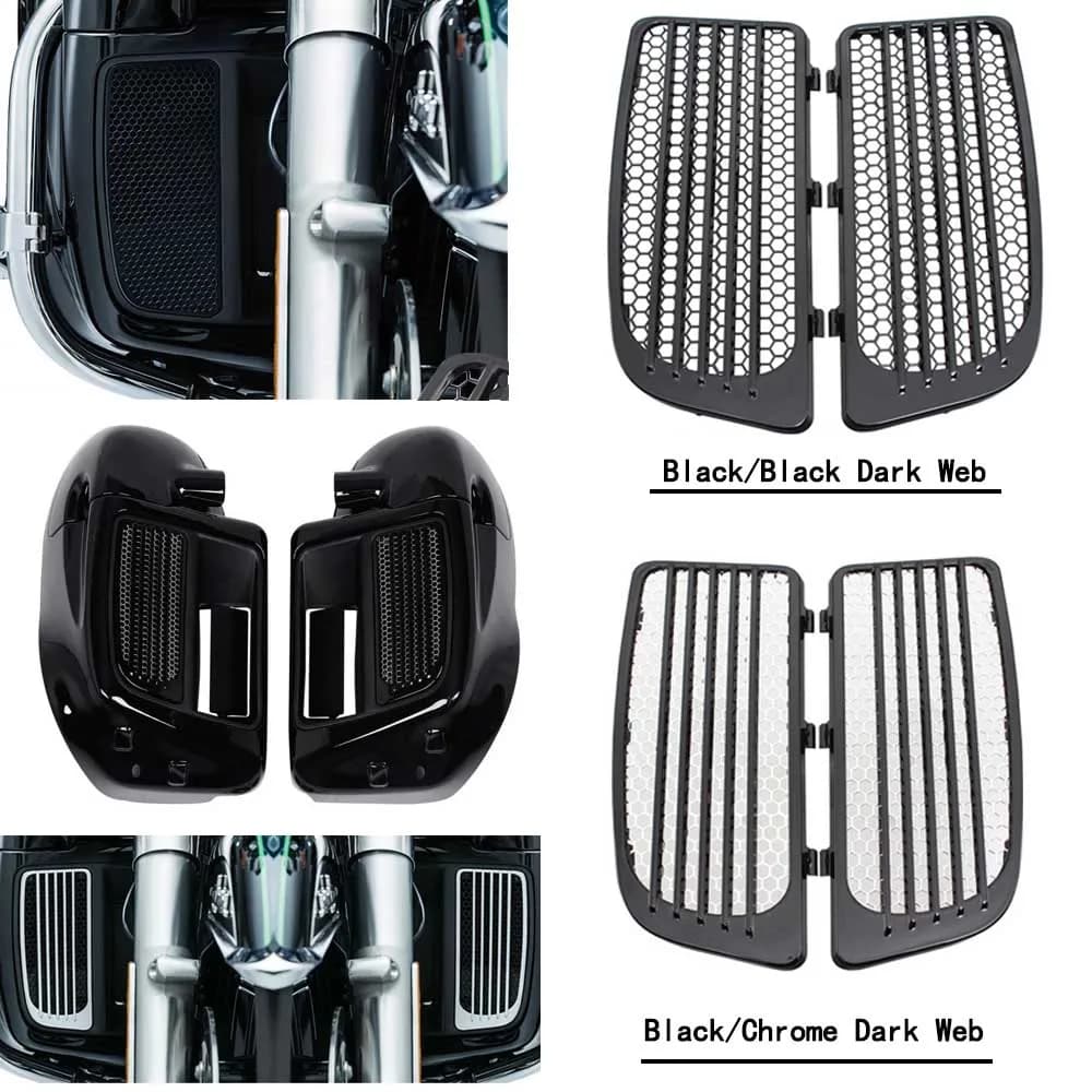 Griglia Radiatore Nera/Cromata, Copertura Inferiore Carenatura in Plastica ABS ​ Accessorio Moto in Metallo per Harley Tri Glide Ultra Classic FLHTCUTG 2015