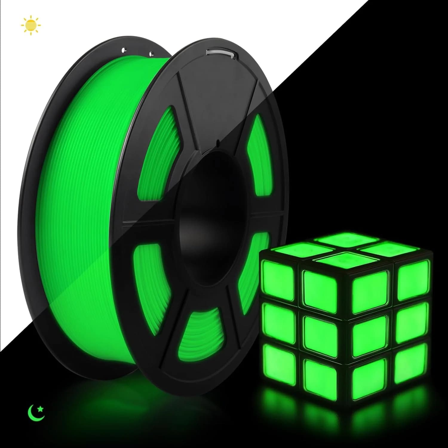 3D Printer Luminescent Filament, 250g Package, 1.75mm, Filajoy3D, Dimensional Accuracy +/- 0.03mm, Green