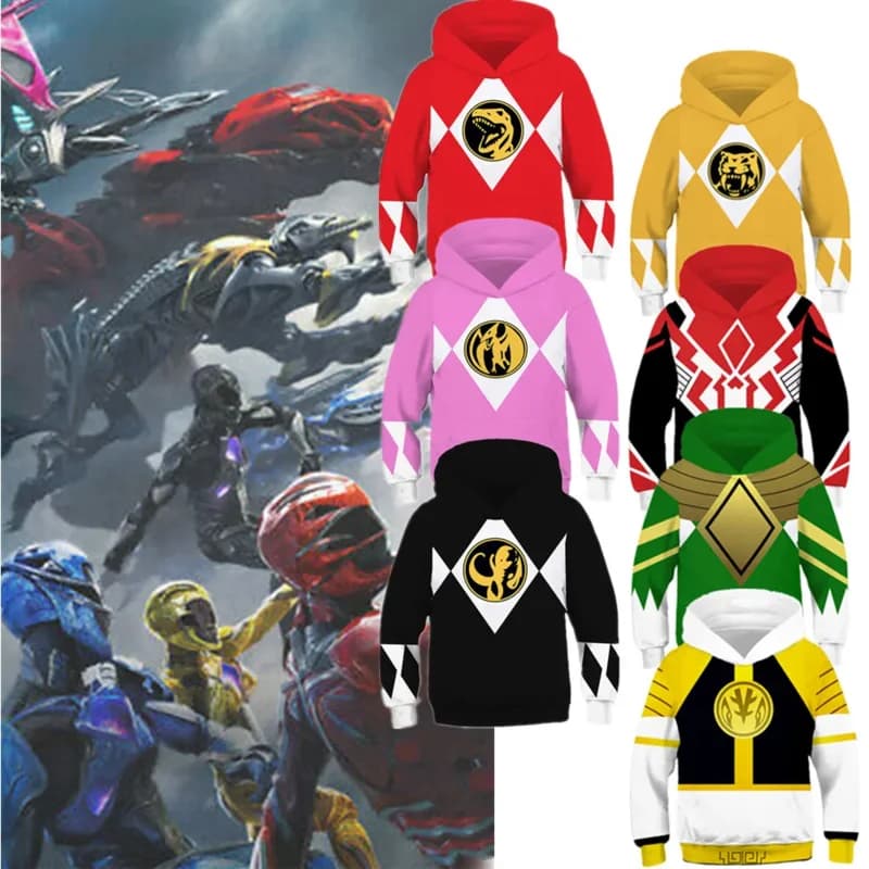 Felpe con cappuccio per bambini Power Samurai Sentai Shinkenger Rangers Costume da supereroe Cosplay Halloween Festa di compleanno Felpa con cappuccio Taglia per bambini