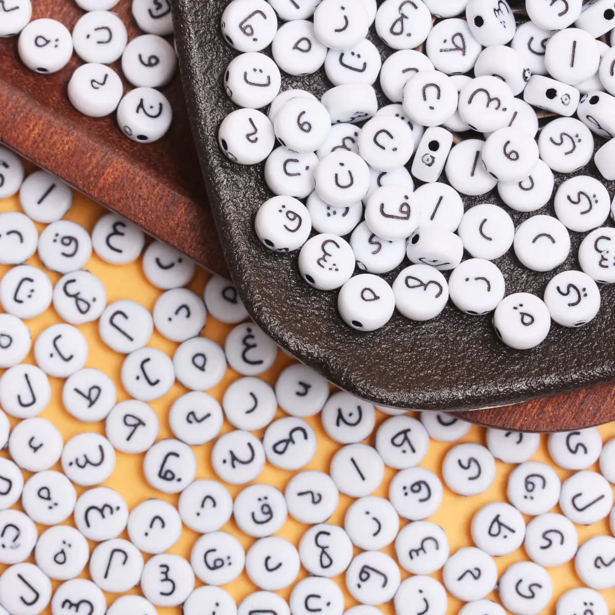 50Pcs/set 6.5mm Random Mix Acrylic Round Arabic Letter Beads Handmade DIY Bracelet Necklace Jewelry Accessories