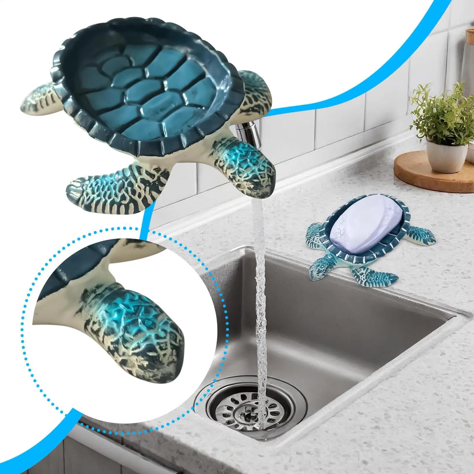 Portasapone Dispenser a forma di tartaruga Portasapone autodrenante per lavello della cucina Bagno Vasca da bagno Doccia di casa Controsoffitto Appartamento