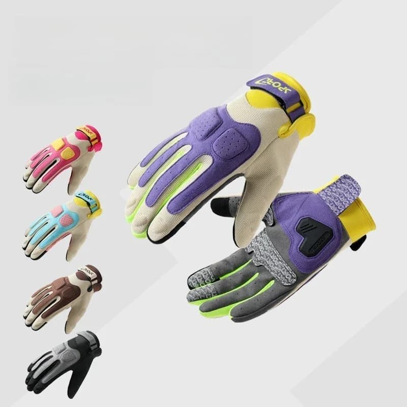 Full Finger Multicolor Spring Summer Sports Touch Screen Anti Slip Motorcycle Outdoor Riding Gloves Road Bike Cycling Protective