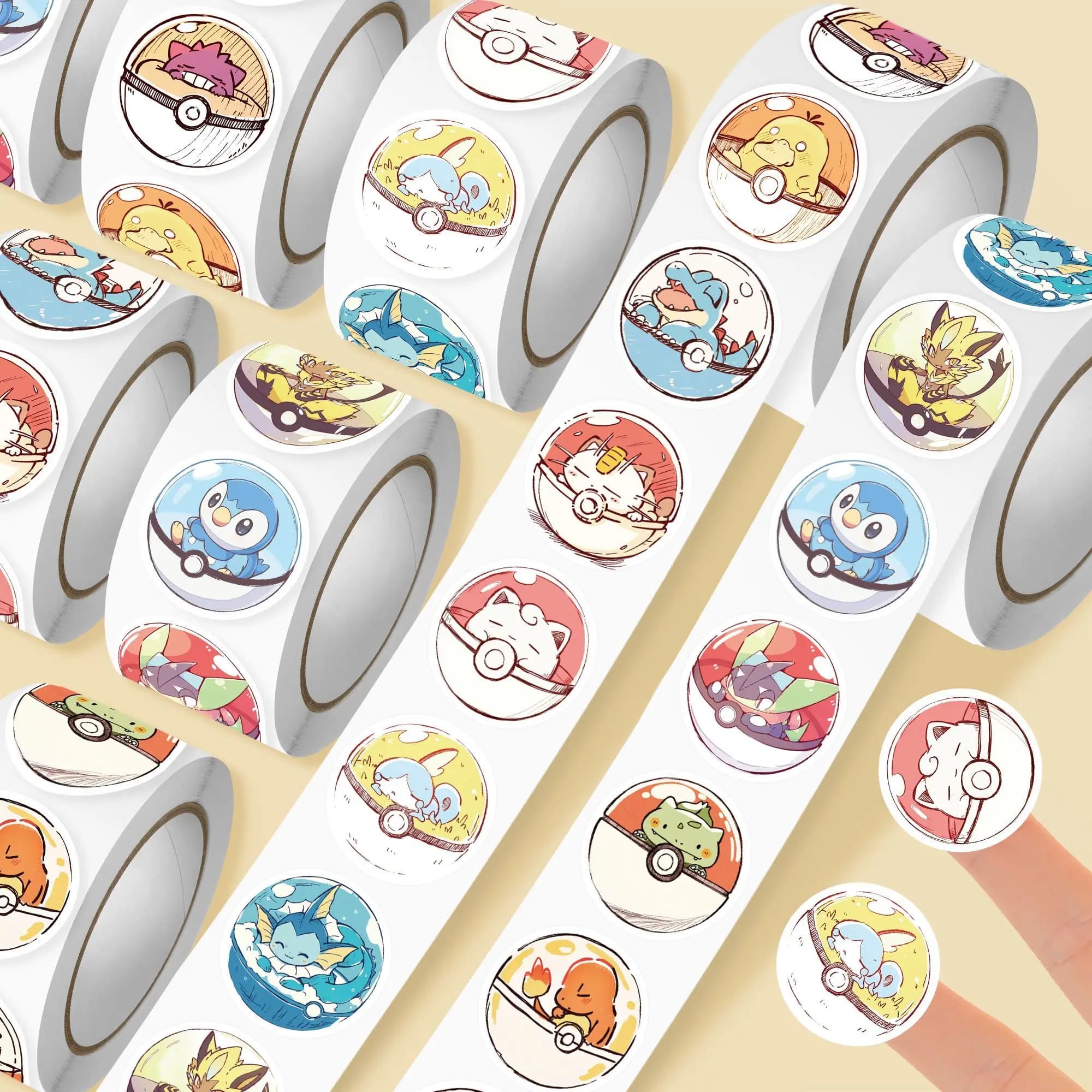 2000 pcs Pokémon Poké Ball stickers, cartoon cute Pokémon animation desktop planner notebook sticker decorations