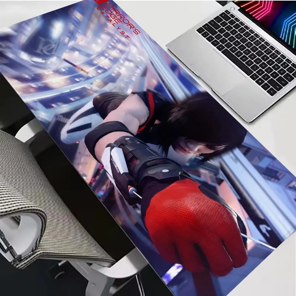 Nuovo Mousepad M_Mirror's E_Edge C_Catalyst, XXL Grande 90x40cm, Mousepad in Gomma con Bordi Cuciti, Accessorio Gaming, Accessorio per Computer