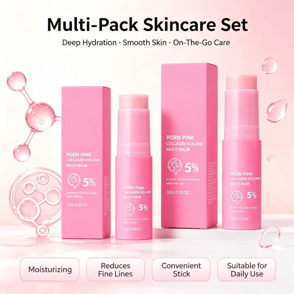 Korean Pink Collagen Hydrating Face Cream Stick Deep Hydrating Multi-functional Pink Balm Stick Skin Care Makeup Base Products