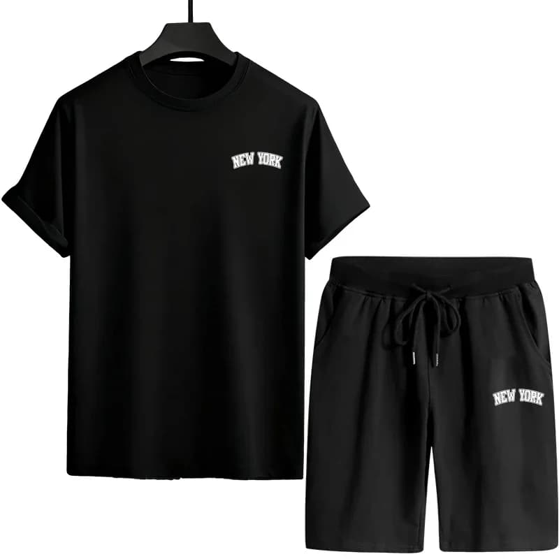 Complete Casual Urban 2026, T-shirts and Black Shorts, Outfit Comfortable and Fresco for Men, Spring Summer