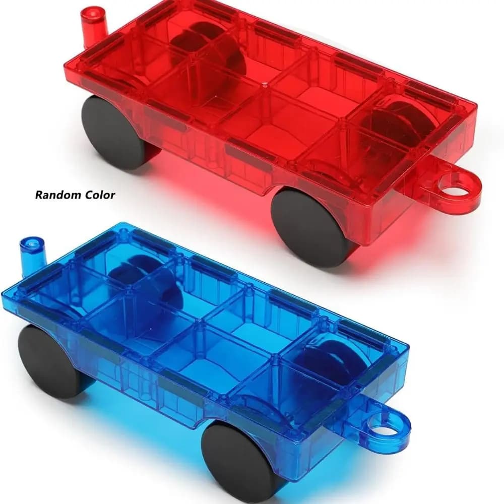 Durable Plastic Magnetic Car Smooth Wheels Linkable Magnetic Building Blocks Car Magnetic Tiles Accessory Kids Educational Play