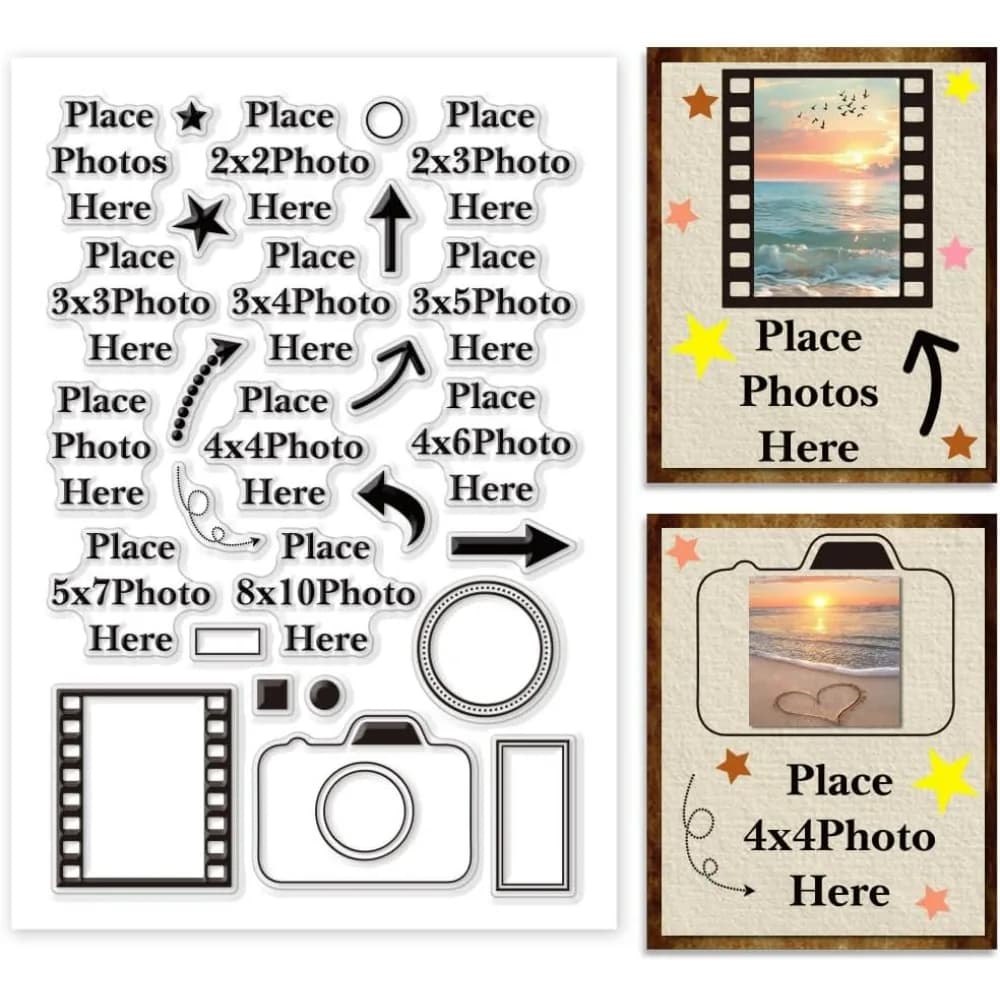 Place Photo Here Clear Stamp Arrow Silicone Camera Rubber Image Frame Transparent Picture Size Seal