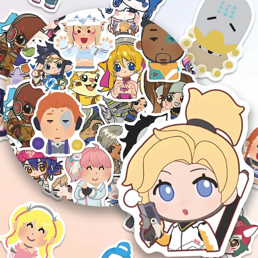 48 adorabili adesivi overwatch creativi e divertenti per quaderni fai da te, valigie e bottiglie d'acqua, regali da collezione