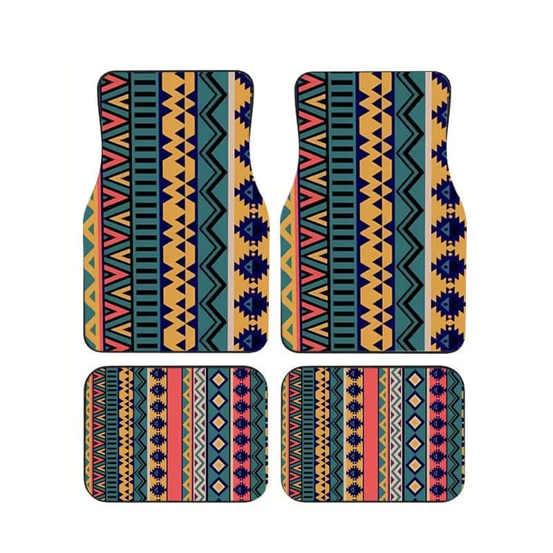 Tappetini per auto Boho Tribal Geometric, 4 pezzi, tappetini universali antiscivolo per auto, per accessori