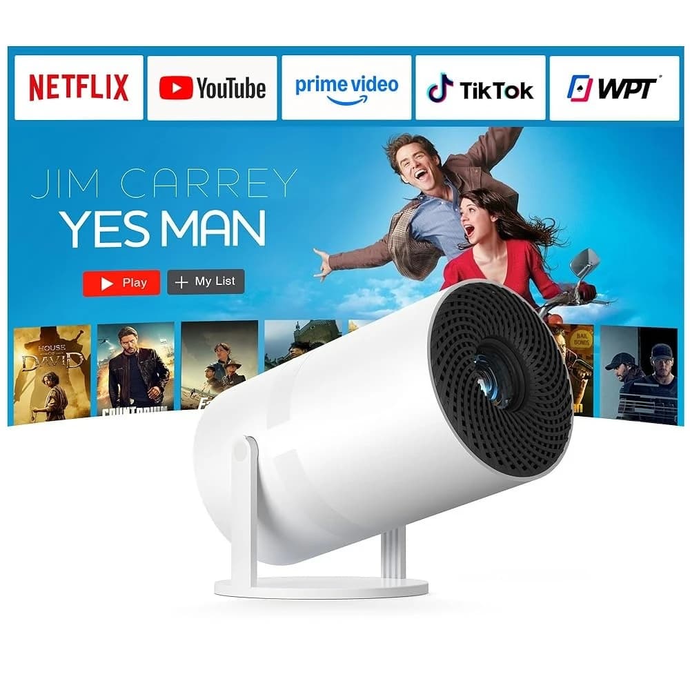 【Proiettore bianco per proiezioni nitide e App integrate】 Mini proiettore con Wi-Fi e Bluetooth, Proiettore portatile intelligente Full HD 1080P con 2