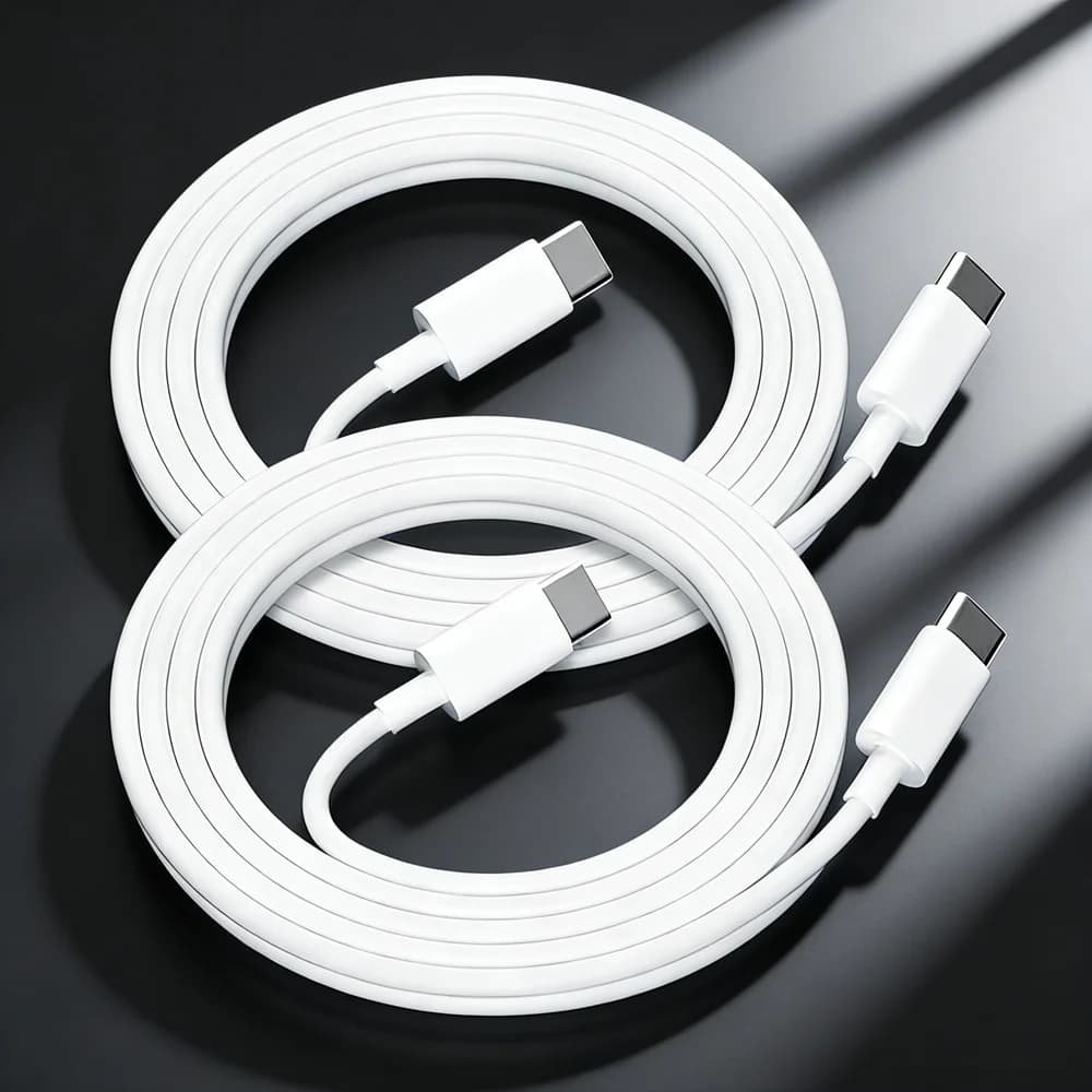 Confezione da 2 cavi di ricarica rapida USB-C a USB-C bianchi da 3 m, cavo di trasferimento dati per telefono e tablet