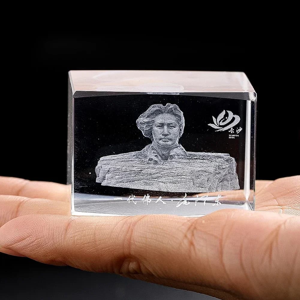 1PC ciondolo quadrato in cristallo Cina Changsha arancione testa dell'isola ritratto incisione laser 3d modello regalo souvenir di viaggio