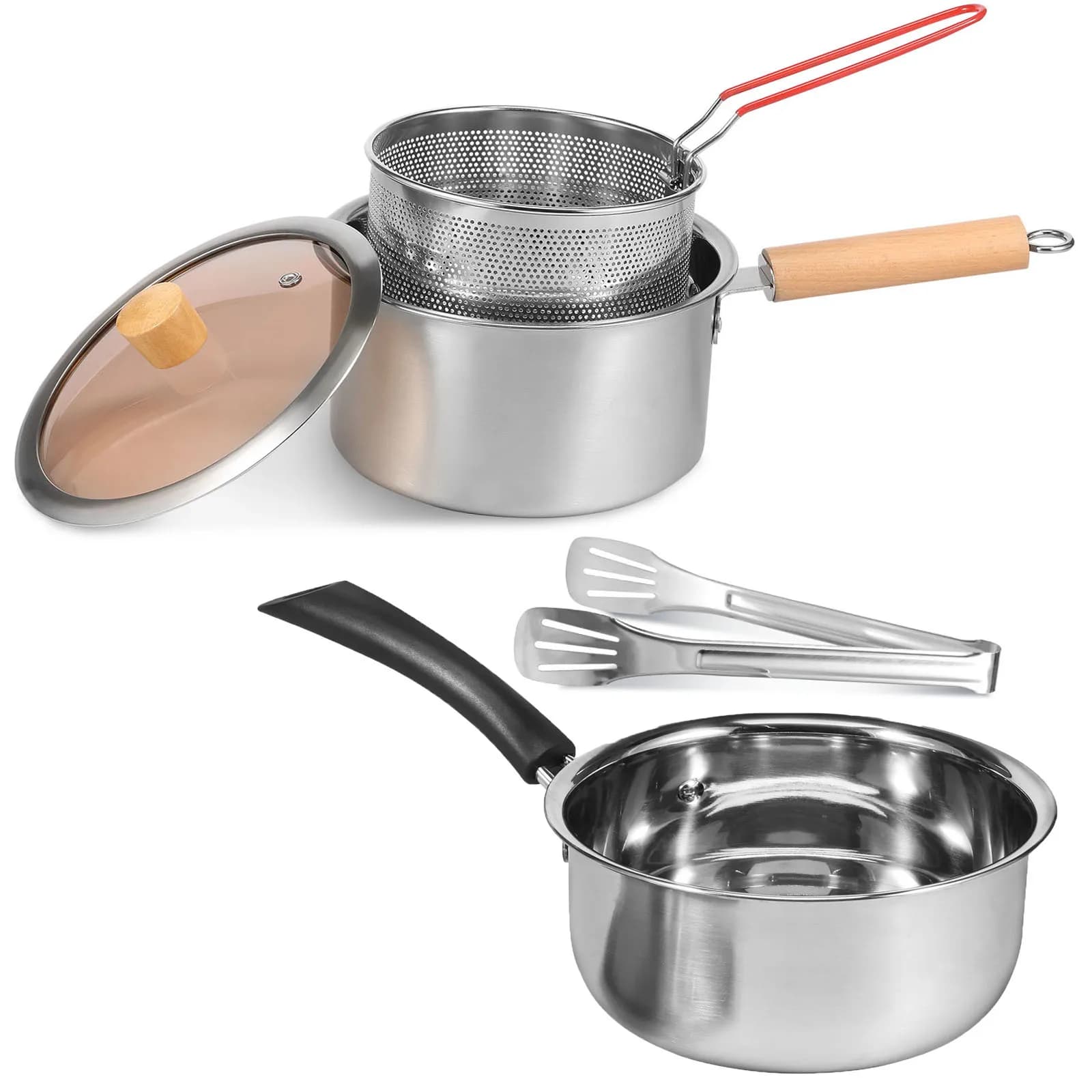 Multifunctional Oil Frying Machine Small Sauce Pentola for Milk Pot for Frying Machine with Glass Lid Cooking Frying Pot Tool for Cooking Chicken