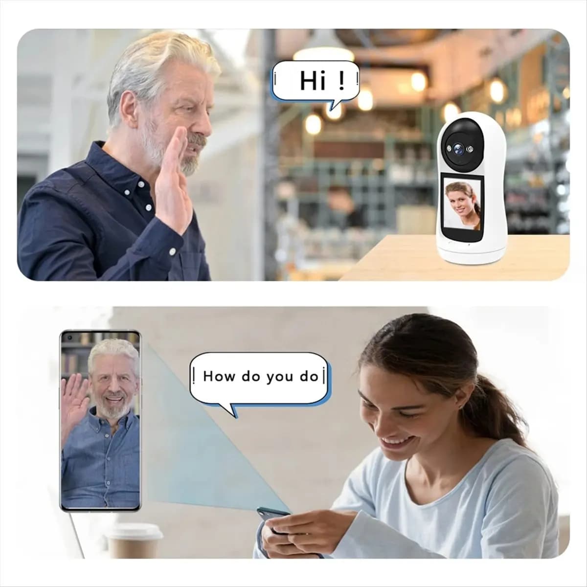 (BAAY) Videocamera Wi-Fi da 3 MP con videochiamata e schermo IPS da 2,8 pollici, videocamera IP, baby monitor, telecamera di sicurezza per interni, EU PLUG