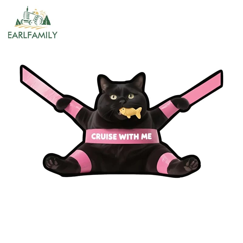 EARLFAMILY Cat Bandage DIY Stickers for Moto, Decalcomanie for Vehicles, Graffi Protection, Waterproof, Fishing Box Decoration