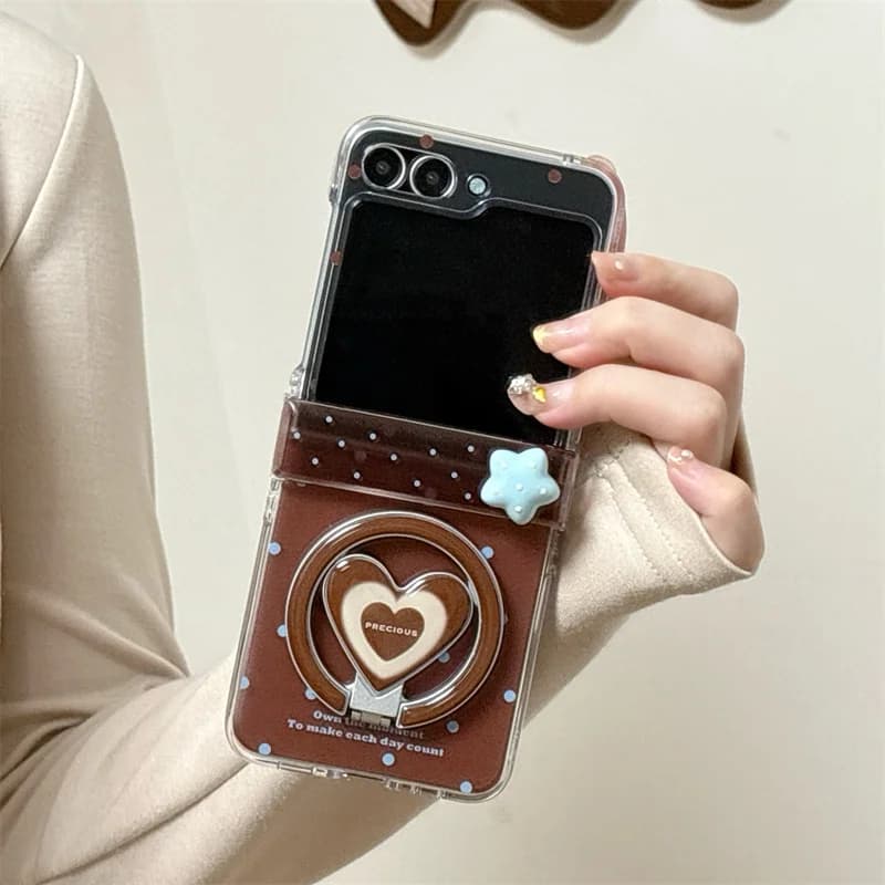 Custodia per telefono magnetica a pois carina per Samsung Galaxy Z Flip 7 6 5 Flip7 Cover con catena di supporto Magsafe Love per custodie Magsafe