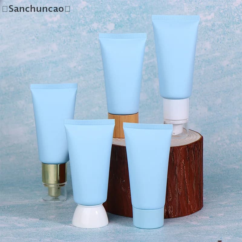 DapatSan⚡Blue Tubi morbidi portatili vuoti satinati Spremere Crema cosmetica Lozione Bottiglia da viaggio Contenitore per crema per fondotinta riutilizzabile