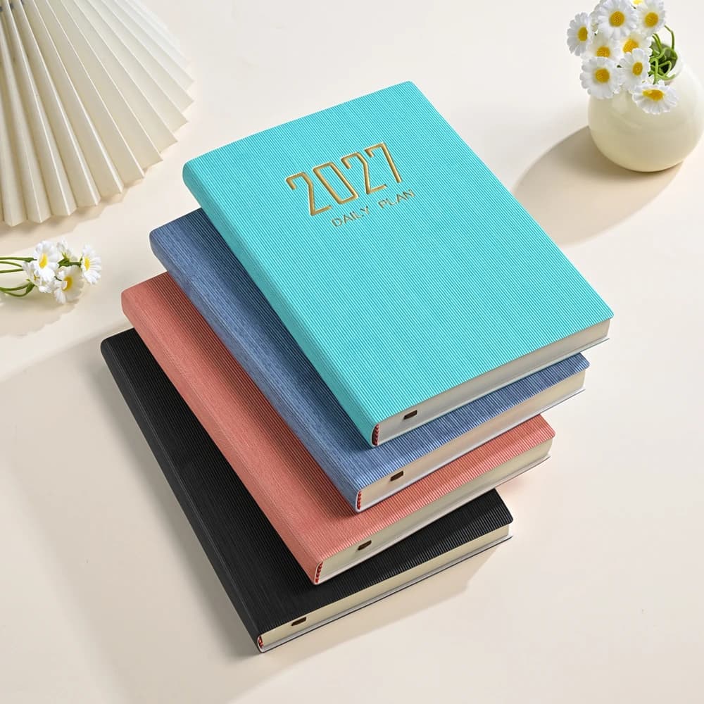 2027 A5 365 Day Planner Daily Diary 180 Sheets 360 Pages Thick Hardcover One Page Per Day Monthly Index Tabs Hourly Journal Book