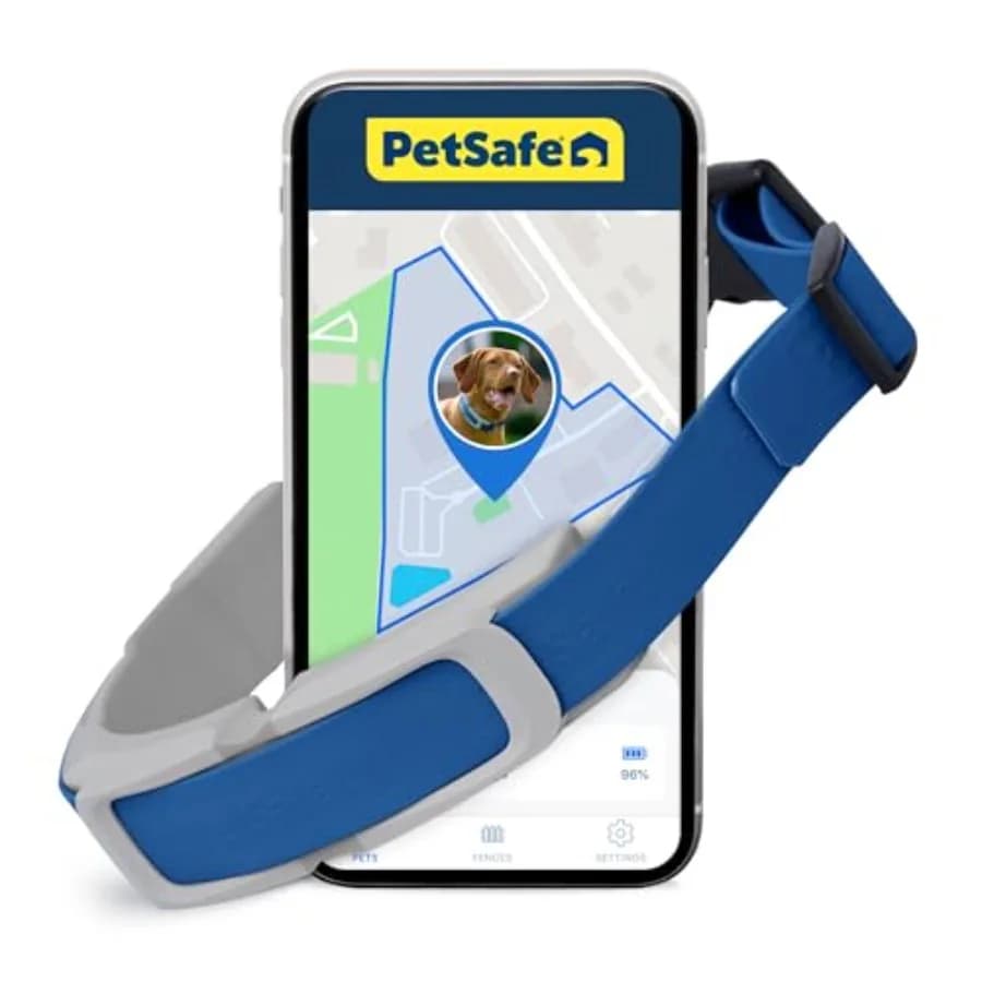 Collare per recinzione wireless per cani per giardini di oltre 3/4 di acro: GPS + tracciamento, polimero resistente nero, monitoraggio della posizione in tempo reale e affidabile