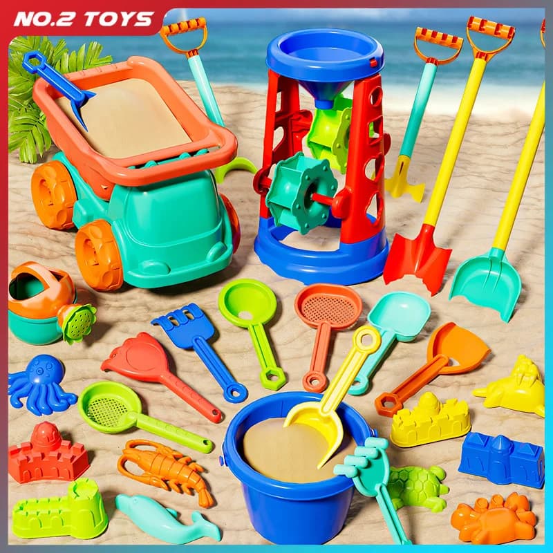 Strumenti per giocare con la sabbia per bambini Set di giocattoli da spiaggia Set di sabbia per interni all'aperto Pale per sabbie Strumenti per scavo di sabbia Carrelli Kit di secchielli Giocattolo per ragazzi