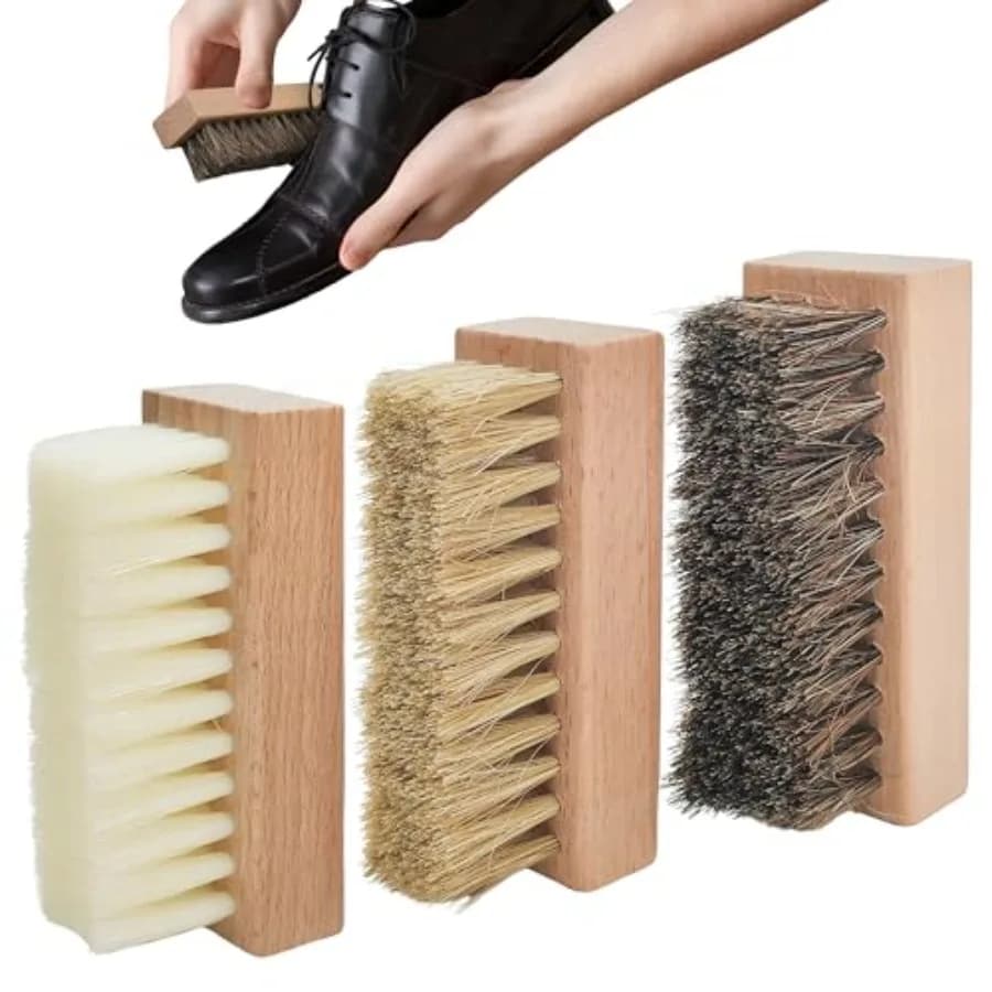 3 set di spazzole per la pulizia delle scarpe piccole, stivali, scarpe da ginnastica, detergente per scarpe con cinghiale in nylon e setole di cavallo, spazzola per la pulizia della pelle