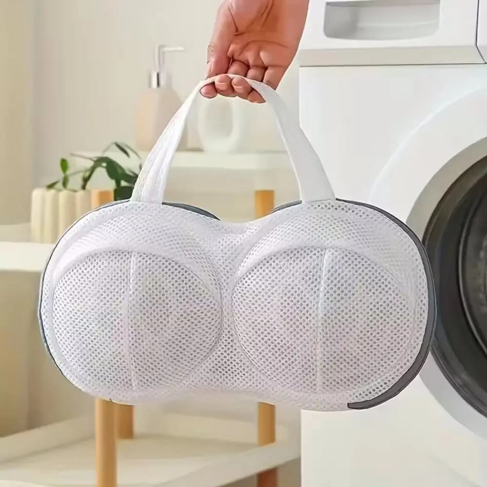 Sacchetto per Lavaggio Reggiseno con Chiusura a Zip in Poliestere, Anti-Deformazione, con Telaio Interno e Design a Rete