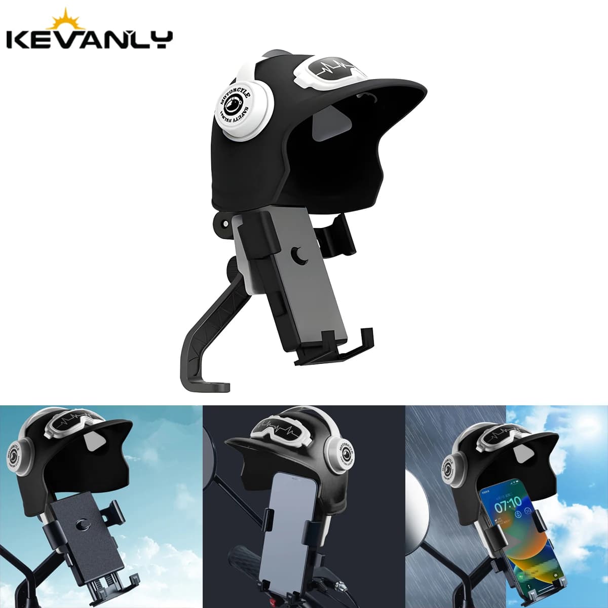1pc Small Helmet Rider Motorcycle Mobile Phone Holder Electric Bicycle Waterproof Sunshade Navigation Mobile Phone Holder