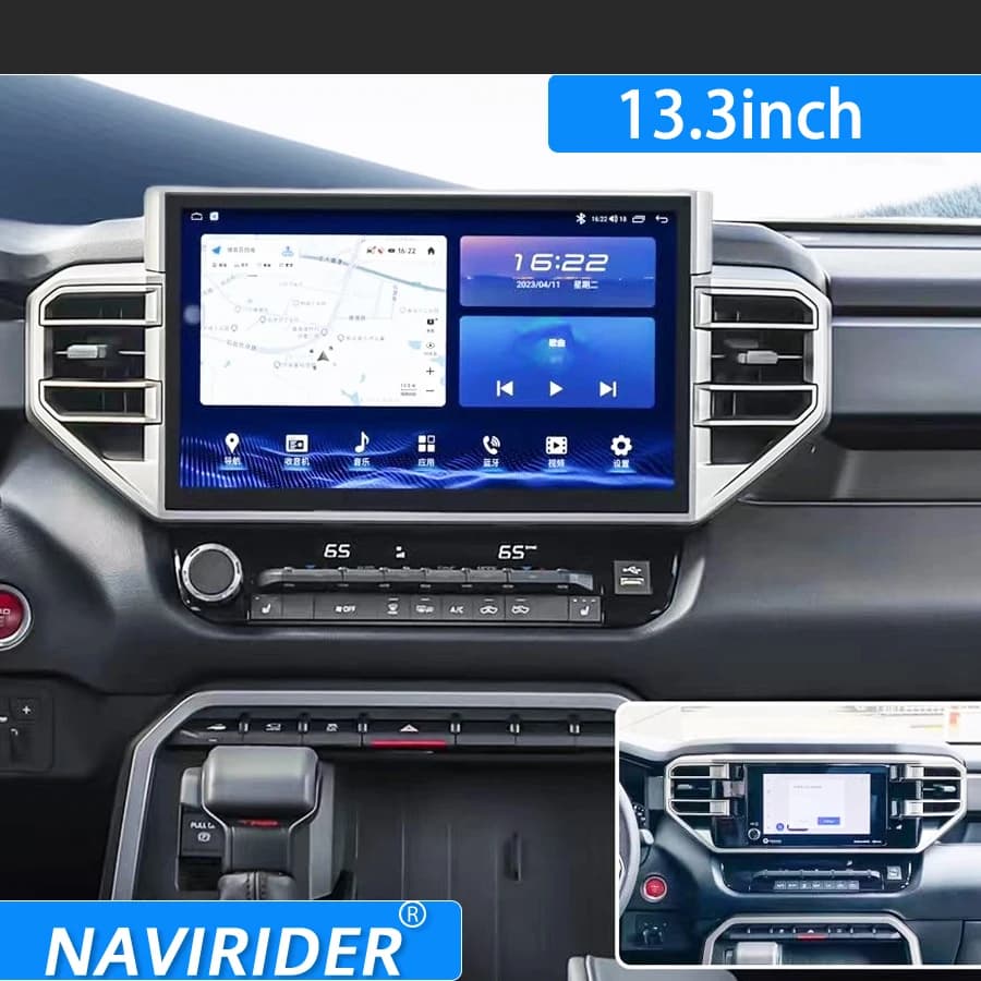 Navirider Per Toyota Tundra 2022 Autoradio Android 13 Sequoia CarPlay Stereo GPS QLED Schermo da 13.3 pollici Lettore Video Multimediale