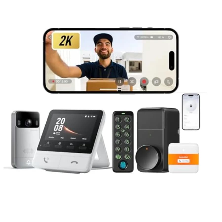 Videocitofono Wireless con Monitor e Funzione Lock Pro per Sicurezza Domestica, in Lega di Alluminio Nero, Nessun Abbonamento Richiesto, 4.3 I