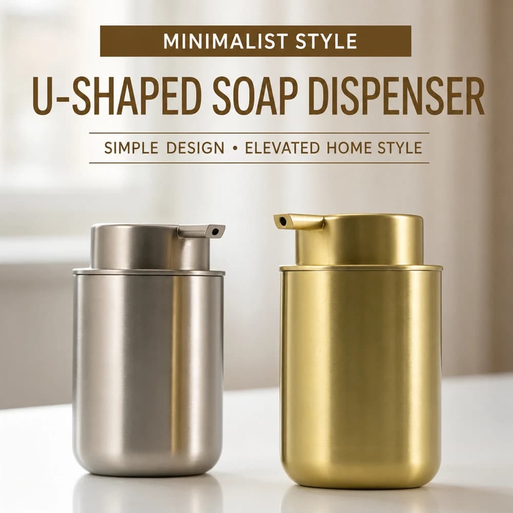 Stainless Steel Soap Dispenser Easy Press Refillable Lotion Pump Bottle for Bathroom Kitchen Hand Soap Shampoo Countertop