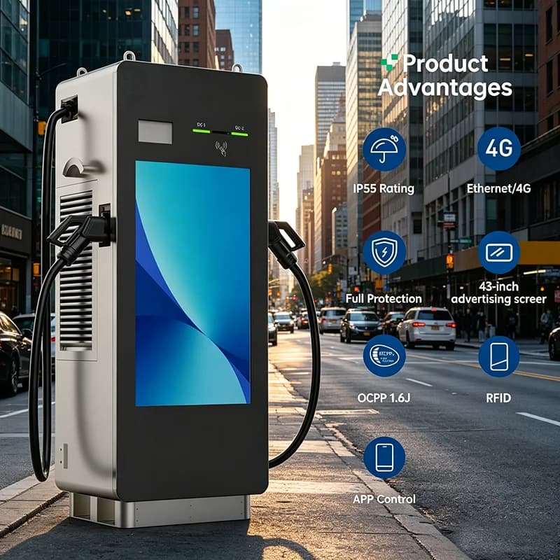 Caricatore NACS SAE J3400 da 350kW, Stazione di Ricarica Rapida DC a Doppia Interfaccia CCS1 per Autostrada