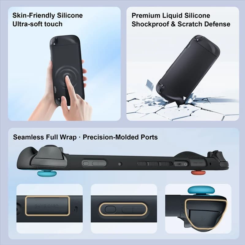 Custodia in silicone antigraffio ABSQ-assorbimento degli urti per Nintendo Switch 2, copertura protettiva con impugnatura dal design diviso per Joy-Con